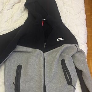 Nike Black and Gray Hooded Full-Zip